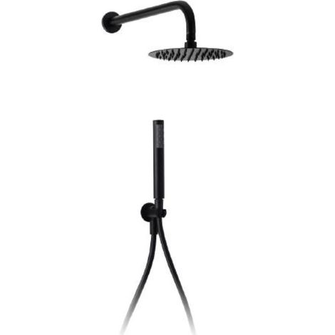 Kit Doccia Completo Tondo Nero - Misura Soffione 30 cm
