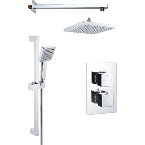 Signature Square Dual Concealed Mixer Shower with Shower Kit + Fixed Head - Chrome (1/2)