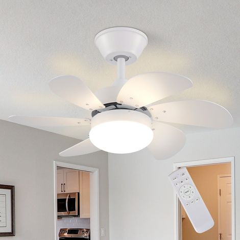 GBLY Ventilatore a soffitto E27 silenzioso 6 pale reversibili 75×65,5×42,5cm MAX 40W colore bianco con timer per camera da letto soggiorno