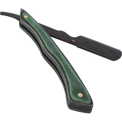 Étui pliable pour lame de coupe-barbe, manche en acier inoxydable et bois composite, vert, pour barbier (1/5)