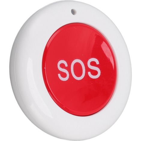 Télécommande sans fil compacte et intelligente, ronde, pour la maison, le couloir, le bureau ou le garage. 3 V CC. Blanc/rouge/SOS. (1/5)