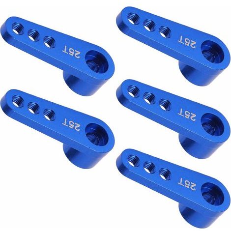 5 Bras de Servo en Alliage d'Aluminium Bleu pour Servomoteurs 25T, Compatibles avec MG946R, E9001, 02073 et 996R (1/5)