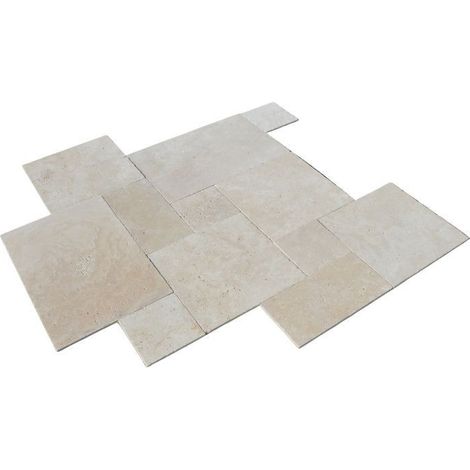 Carrelage Travertin Beige Clair 1er choix Vieilli - Opus Romain x 1,2 cm (1/2)