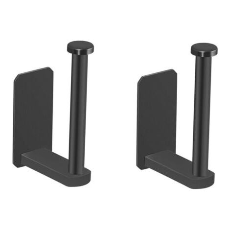 Lot de 2 porte-papier toilette adhésifs sans perçage, en acier inoxydable brossé, noir, pour cuisine et salle de bain (1/4)