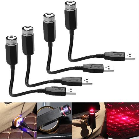 4 Pack, LED Atmosphere Light for Knitting Machine, USB Slot, Romantic Universal Adjustable Roof Star Light, Multi-Effect Home Decor Light for Car Decoration (1/4)