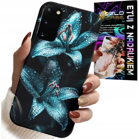 Hülle für Samsung Galaxy S20 – Gehäuse mit türkisfarbenen Lilien + Folie (1/5)