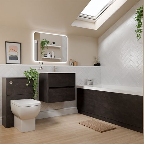 Dean 1700mm x 750mm Straight Single Ended Bathroom Suite including Metallic Slate Furniture Set with Minimalist Basin (1/5)