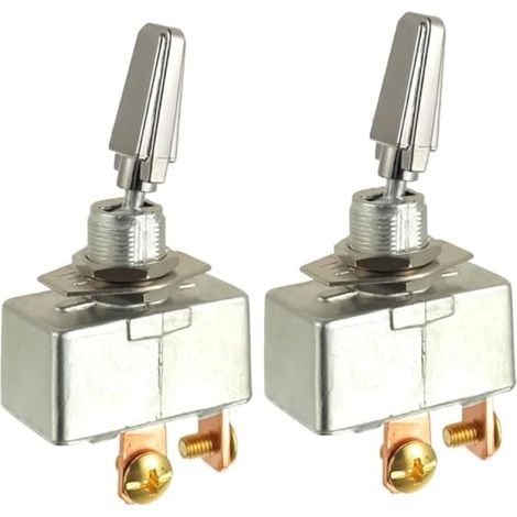 Automotive Toggle Switch 50A 12VDC Heavy Duty 12 Volt ON Off Switch 50 Amp SPST 2 Position 2 Pin Metal Chrome Plated Screw Terminals (1/5)