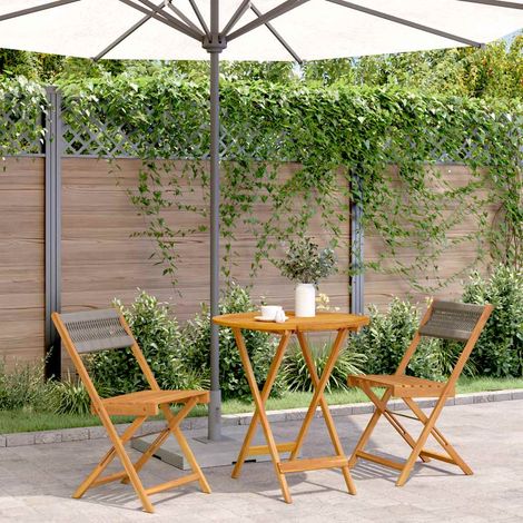 Ensemble de bistro 3 pcs-Salon de jardin bistro gris polypropylène et bois massif 976320 (1/5)