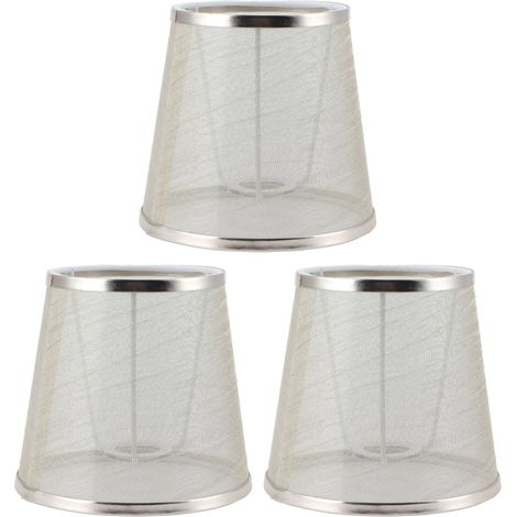Set mit 3 Meson E14 Stofflampenschirmen, europäischer moderner Stil, goldfarben, für Kerzenleuchter.