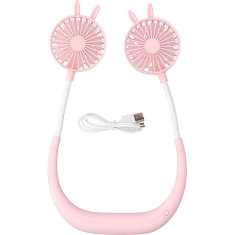 Wiederaufladbarer, tragbarer und elektrischer Nackenventilator per USB, pink, ideal für Reisen, Büro und Fitnessstudio. (1/5)