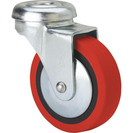 rueda giratora agujero m8 21bsr30-ppi poliamix-poliur.rojo eje liso