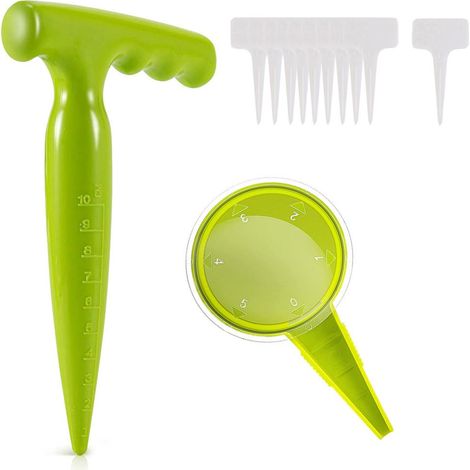 Plant Seeder set 5 tailles trou outil de jardin kit avec perforateur, étiquette pour le jardinage (1/5)