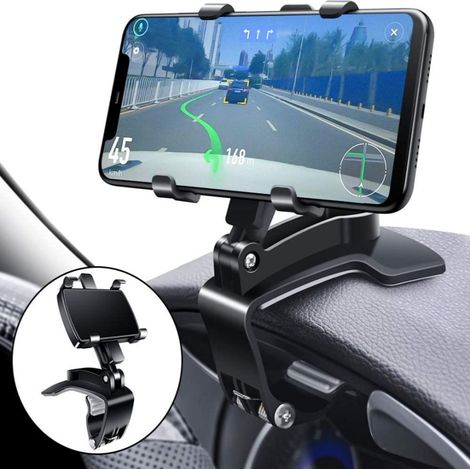 Soporte para teléfono de coche con rotación de 360 grados, compatible con GPS y smartphones de 4 a 7 pulgadas.