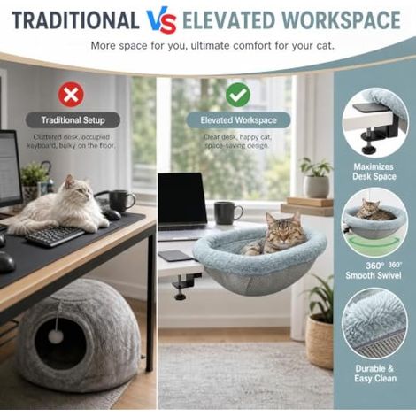 Lit de bureau pour chat - Pliable - Extrêmement stable et pliable - Peu (1/4)