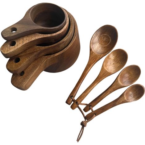 Juego de 8 cucharas medidoras de madera perfectas para