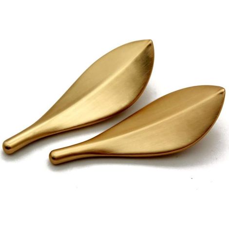 Set mit 6 Blattgold-Türgriffen, modischer Art-Deco-Stil, Schranktürgriffe, Zwei-Loch-Knäufe