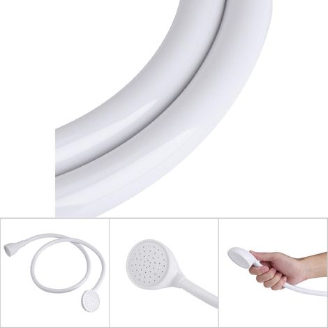 Manguera flexible para ducha de mascotas – modelo de grifo simple/doble – manguera de goma de 95/108 cm – blanca – accesorio para grifo para bañar y lavar mascotas (1/5)