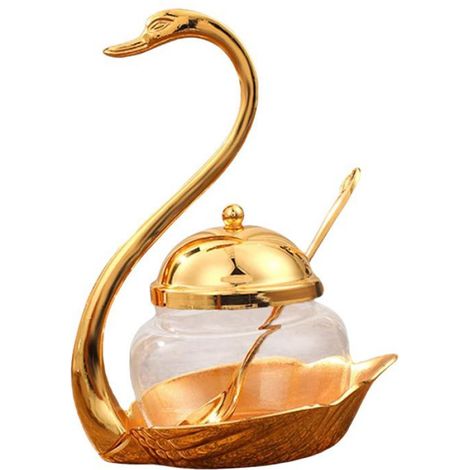 Bouteille aromatisante Swan Sugar Jar-Verre doré-boîte d'assaisonnement maison (1/4)