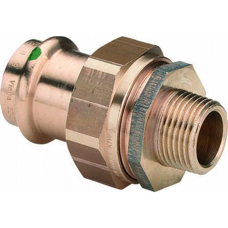 Viega Raccord à vis Sanpress 142674 22 mm x R 2000 /2, bronze à canon ou bronze au silicium, joint plat, SC-Contur (1/4)