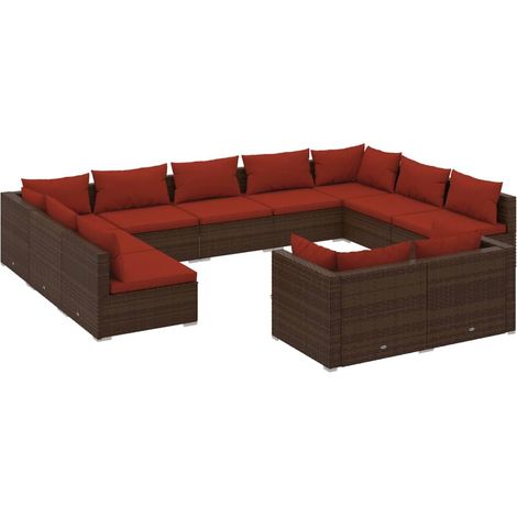Maison Exclusive - 11-tlg. Garten-Lounge-Set mit Kissen Braun Pol (1/5)