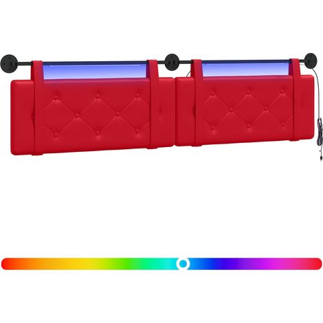 Hanging Headboard with LED Light Red Faux Leather vidaXL (1/5)
