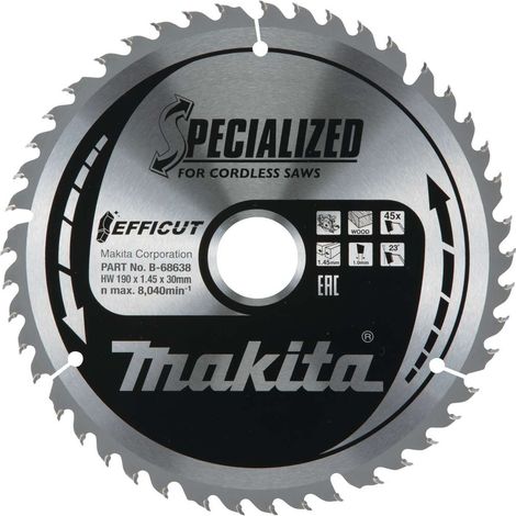 Makita Zubehör - Sägeblatt Holz 190x30 mm, 45 Zähne B-68638