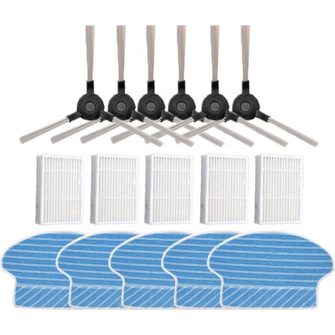 Convient aux accessoires de balayeuse proscene, brosses latérales P1 P2 P3 bleu ciel, 3 paires de brosses latérales + 5 filtres + 5 chiffons (1/4)