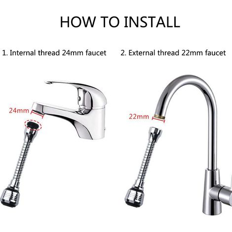 rallonges pour robinet de cuisine, douchette universelle, rotative à 360°, douchette réglable pour robinet de salle de bain et de cuisine, adaptateur de filtre pour douchette (1/3)