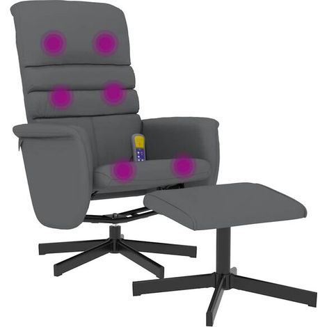 Fauteuil inclinable gris en similicuir avec repose-pieds et fonction massage