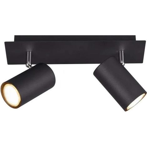 Trío MARLEY plafón negro 30 cm orientable 2 focos