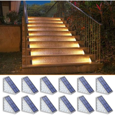 Lot de 12 lampes solaires d'extérieur blanc chaud pour terrasses, étanches IP67-AquaForge (1/5)