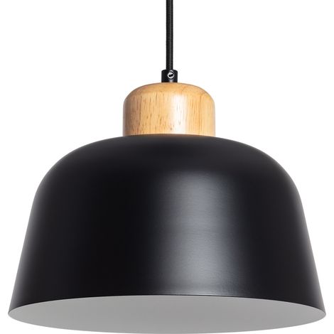 Pendelleuchte aus Metall und Holz Wawak Schwarz