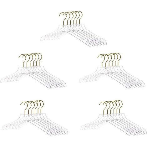 25 Cintres Transparents avec Crochet en Or, Chemises Transparentes Cintre avec Encoches Convient pour Dame Enfants Petit