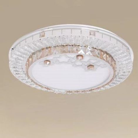 Trade Shop - Plafoniera Da Soffitto 65w ø50cm Led Design A Strati Cristalli Fiori Luce Fredda 08220 -