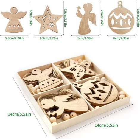 20pcs Decoration Sapin Noel en Bois Arbre de Noël Ornements,DIY pour Étiquette Cadeau Décoration Noël Maison,DECORATION DE SAPIN (1/5)