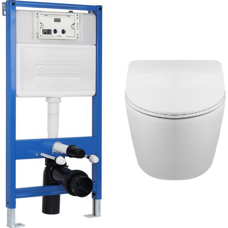 BALNEO - pack bâti-support encastré SLIM NEXT + cuvette WC LUXA TORNADO - ensemble pour toilette (1/5)