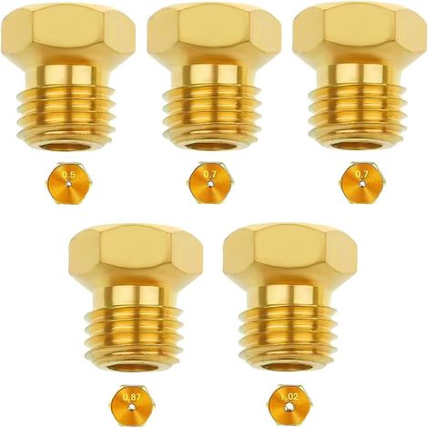 Kit 5 Injecteurs Gaz Universels Laiton Acier, Buses 0,5 à 1,02mm pour Cuisinière Propane Butane, Conversion Sûre et Efficace pour Cuisine et Camping (1/5)