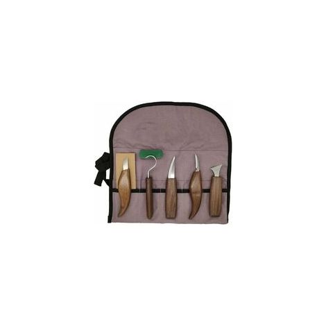 Couteau De Sculpture Sur Bois - Lame En Acier Chrome-Vanadium - Poignée En Bois De Chêne - Pour Débutants Et Professionnels - Lot De 5 Pièces (1/4)