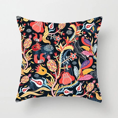 Housse De Coussin - Coton Linen - Imprimé Numérique Fleuri - Double Face - Pour Canapé Lit Chaise Bureau Voiture - 40x40 cm (1/5)