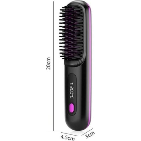 Brosse pour Cheveux Courts Brosse Lissante Rechargeable Portable, Design Durable, avec Affichage LCD, Réglage de la en 3 LISSEUR (1/5)