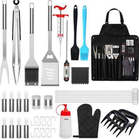 Kit barbecue 40 pièces en inox – thermomètre et injecteur – outils robustes, sac rangement, cadeau idéal pour amateurs BBQ (1/5)