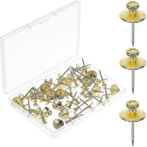 Doppelseitige Bilderhaken, 50er-Packung, schwarz, Bilderklammern, Wandhaken, Wandhaken, Wandhaken, Daumennägel zum Aufhängen von Bildern-gold (1/5)