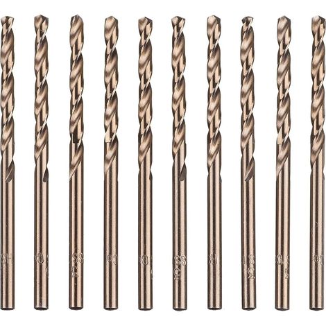 10pcs M35 HSS Cobalt Gold HSS Twist Drill Bit Set for Metric High Speed Drills 3mm x 63mm for Drilling Stainless Steel and Metal (1/5)