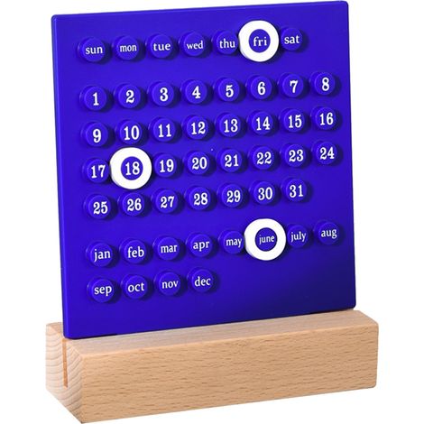 Selbstgemachter ewiger Kalender aus Holz für Kinder – Fördert die Organisationsfähigkeit – Blaues Modell fürs Schlafzimmer (1/5)