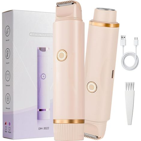 Women's IPX7 Waterproof Bikini, 2 in 1 Electric Shaver with LED Display, USB Rechargeable Soft and Painless Hair Removal for Bikini, Face, Armpits and Legs (1/5)