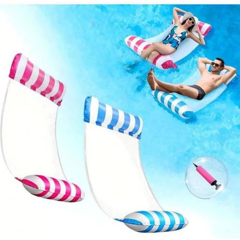 2 Pièces Bouee Piscine Adulte.Flottant Hamac Gonflable 4 en 1.Hamac Gonflable Piscine.Hamac à Eau avec Filet et Pompe à Air. (1/5)