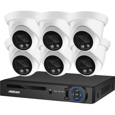 Caméra de surveillance, résolution 8MP, vision nocturne AI, 8CH NVR et 6 Caméras, Aucun-b (1/2)