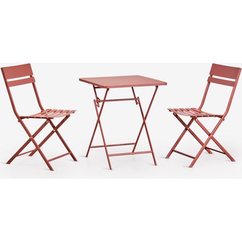 Set de table carrée 60x60 cm pliable et 2 chaises de jardin en acier Tamarit SKLUM Terracota (1/5)