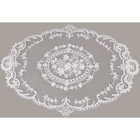 napperon rétro en dentelle au crochet fait à la main solide blanc brodé napperons de table en dentelle de ferme, 30,5 x 40,6 cm (1/5)
